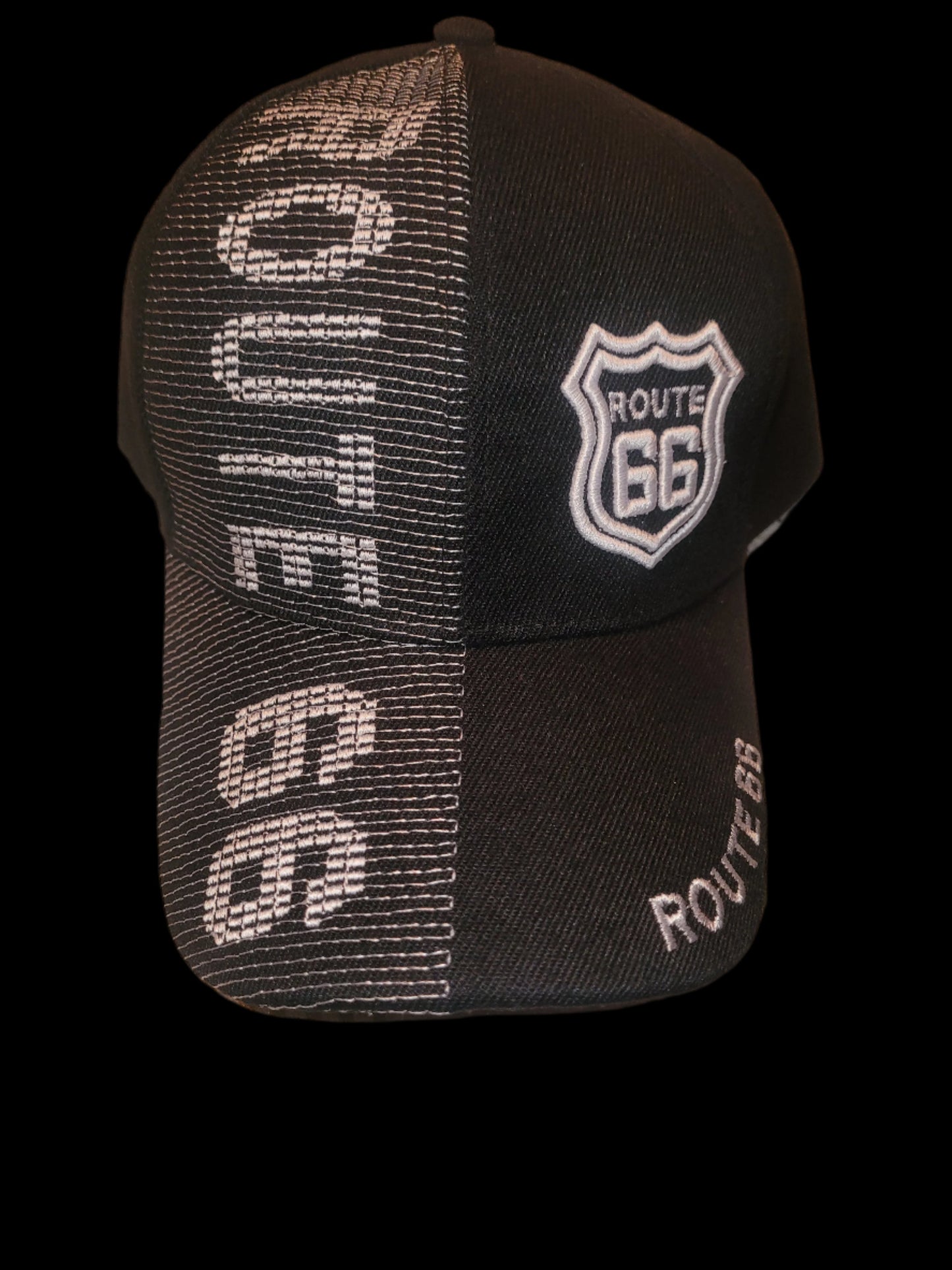 Route 66 Logo Split Stitch Six Panel Acrylic Baseball Cap