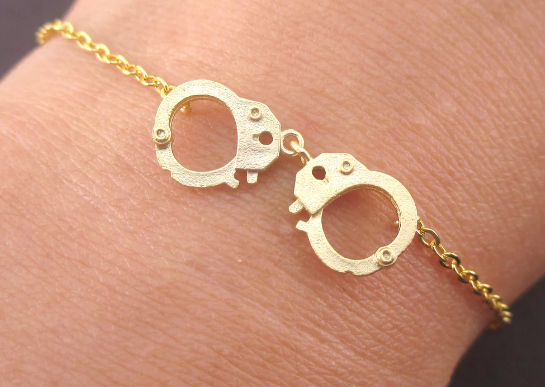 Gold Handcuff Charm Bracelet