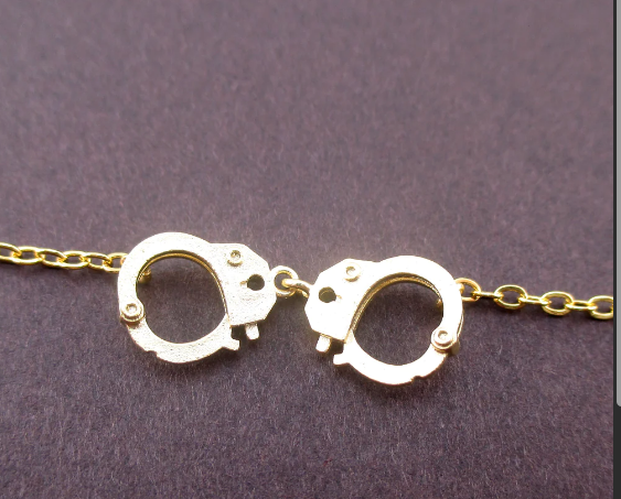 Gold Handcuff Charm Bracelet