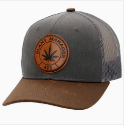 Marijuana Leaf Plant Manager Faux Oiled Leather Trucker Hat