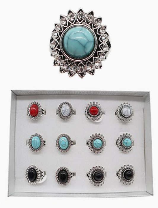 Turquoise Gemstone Metal Victorian Ring Collection