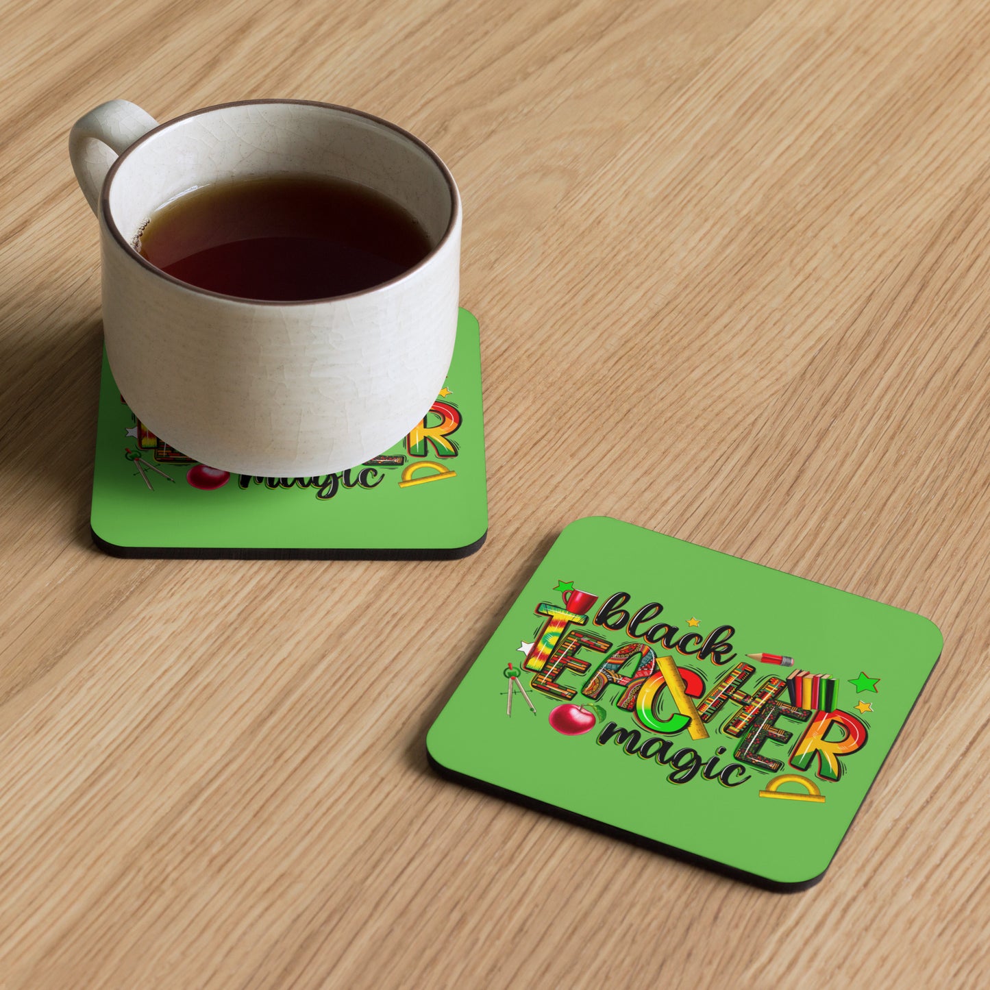 Black Teacher Magic Cork-back coaster