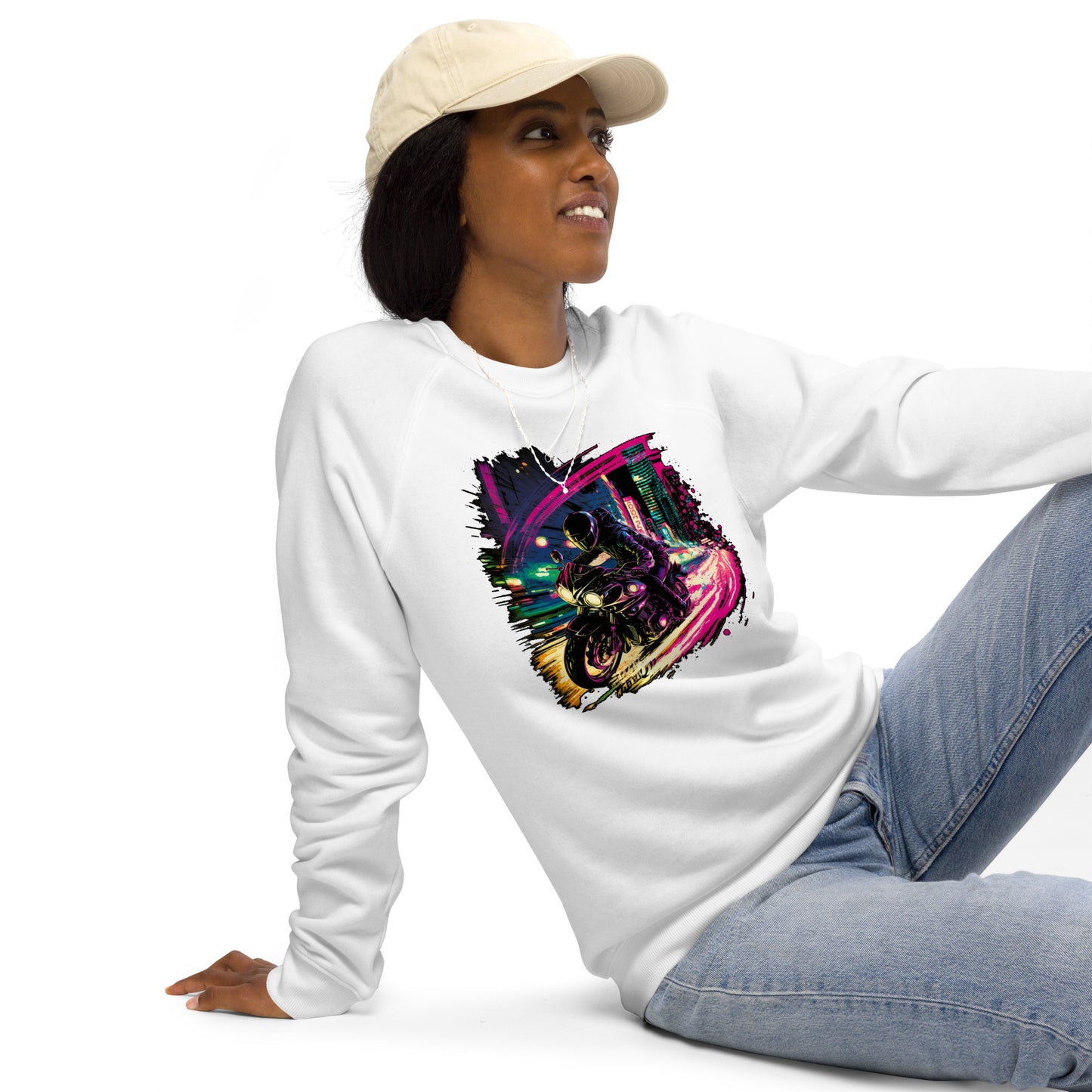 Unisex organic raglan sweatshirt