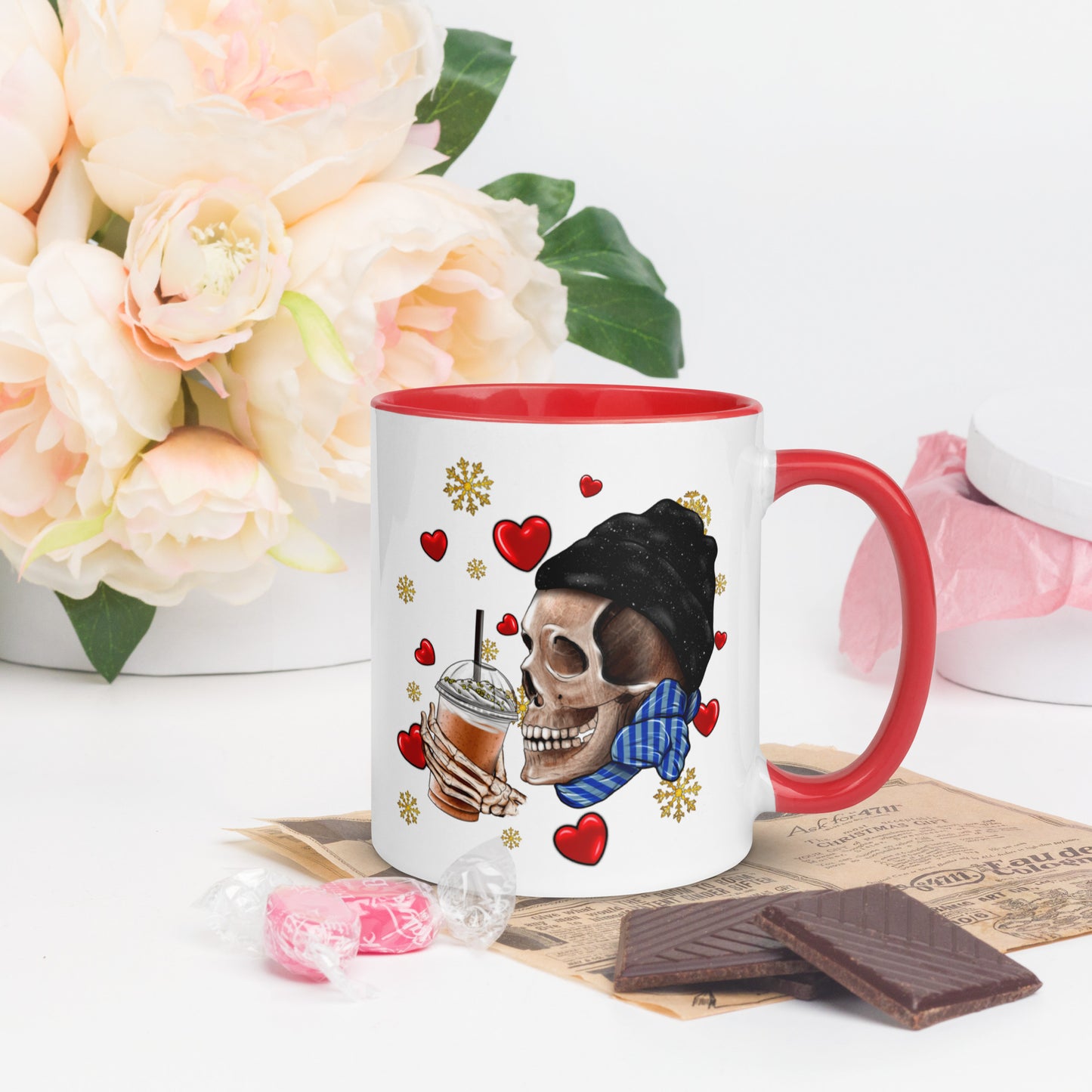 Skull Valentine's Day Mug with Color Inside